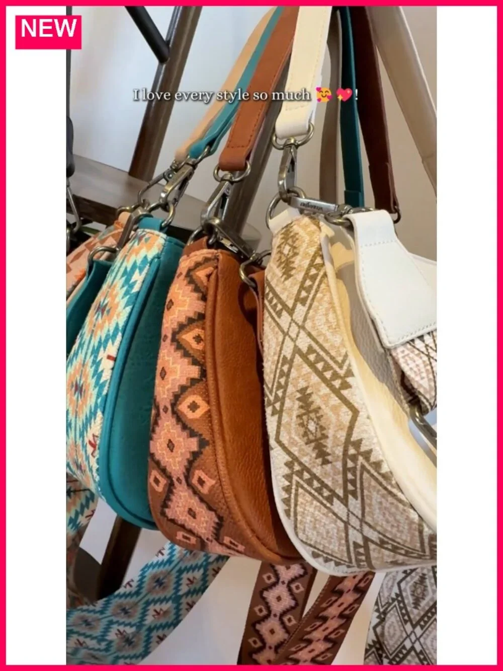 Faux Leather Aztec Hobo Shoulder Bag Crossbody with Detachable Strap